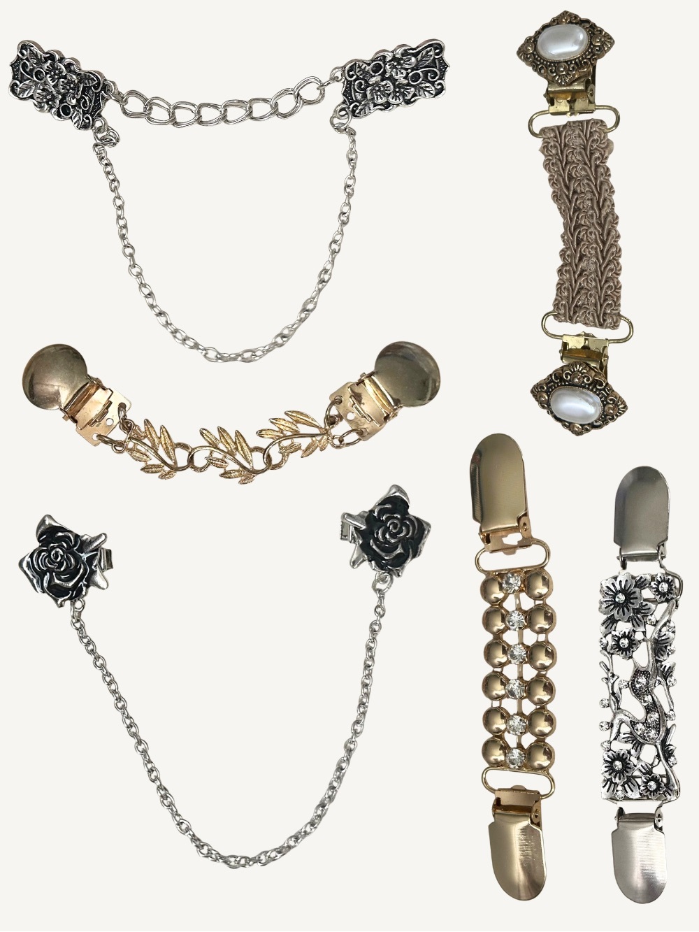 Vintage Sweater Clips Set - Versatile Women’s gold and silver Jewelry